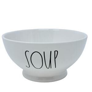 Rae Dunn By Magenta SOUP White Ceramic Bowl Farmhouse Kitchen Rustic Decor